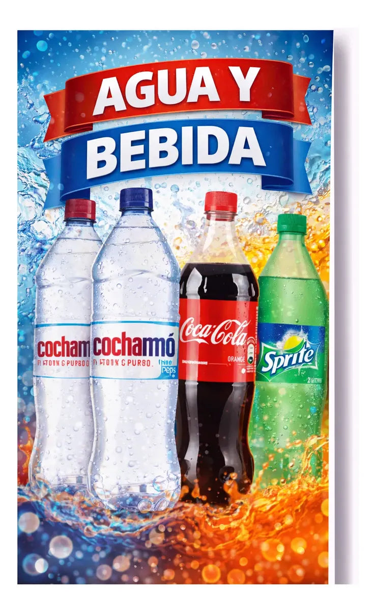 Pendón Colgante Agua Y Bebidas (50 x 100)