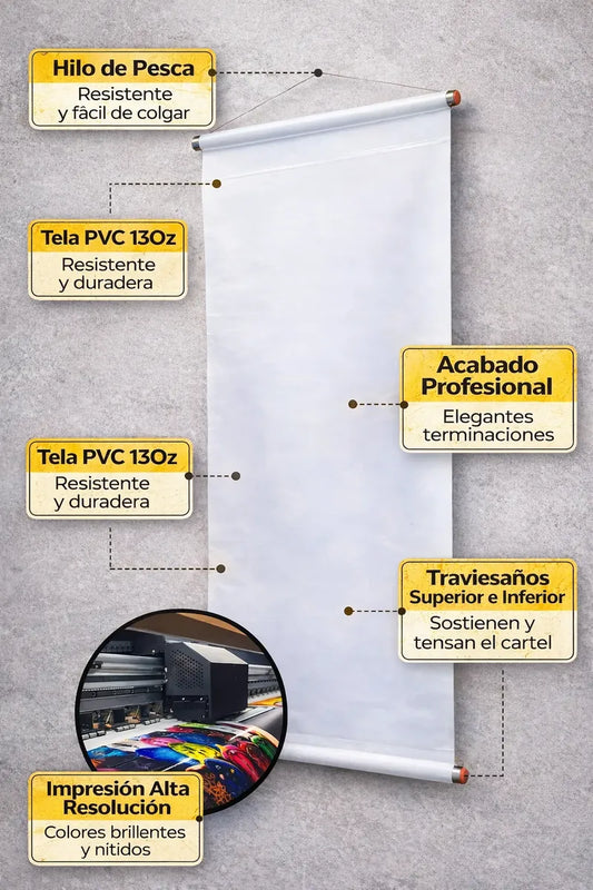 Mini Pendón Colgante Carbón (20 x 100)