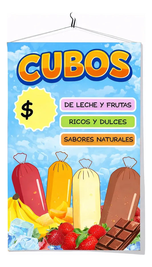 Pendón Colgante Helados Cubos (35 x 70)