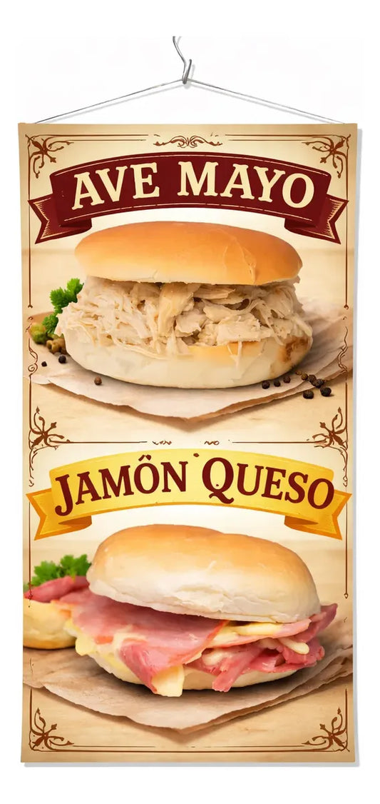 Pendón Colgante De Ave Mayo - Jamón  (50 x 100)