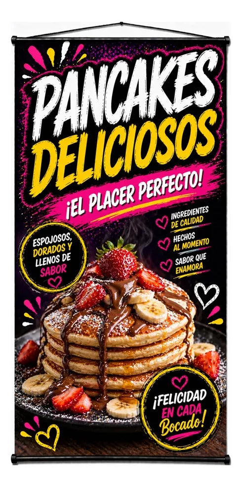 Pendón Colgante Pancakes Deliciosos ¡El Placer Perfecto! (50 x 100)