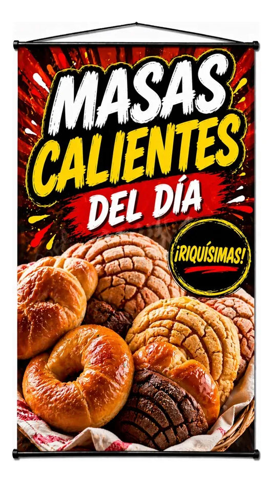 Pendón Colgante Masas Calientes Del Día (50 x 100)