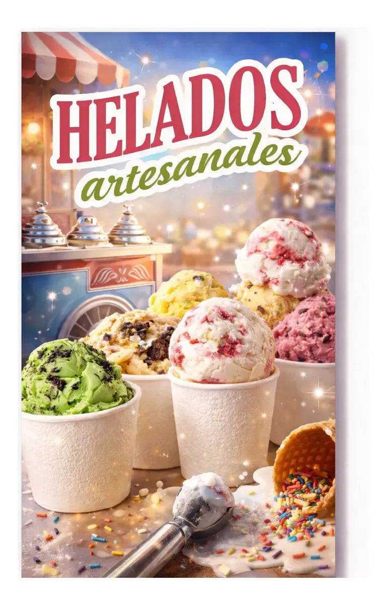 Pendón Colgante Helados Artesanales (50 x 100)