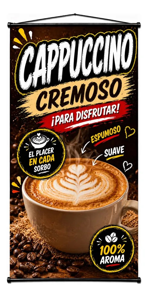 Pendón Colgante Cappuccino Cremoso ¡Para Disfrutar! (50 x 100)