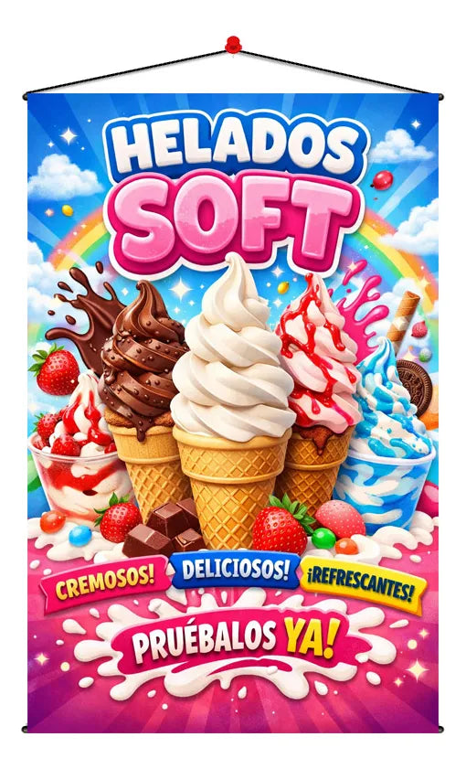 Pendón Colgante Helados Soft (50 x 100)