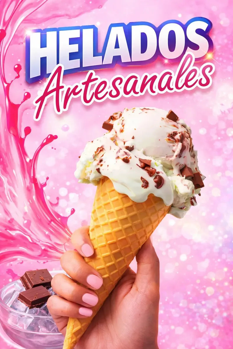 Pendón Colgante Helados Artesanales (35 x 70)