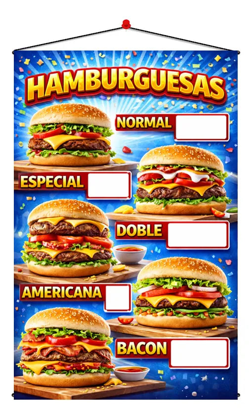 Pendón Colgante Hamburguesas (50 x 100)