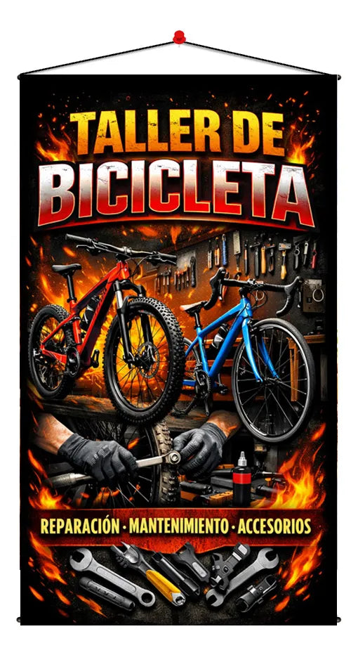 Pendón Colgante Taller De Bicicletas(50 x 100)