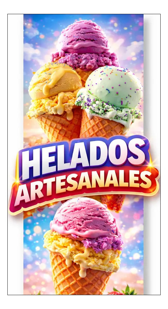 Pendón Colgante Helados Artesanales (50 x 100)