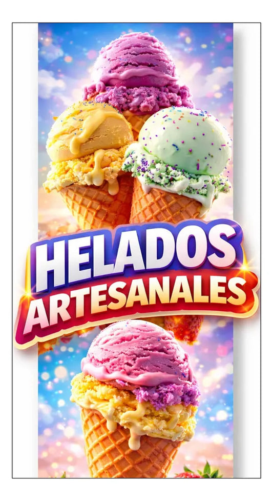 Pendón Colgante Helados Artesanales (50 x 100)