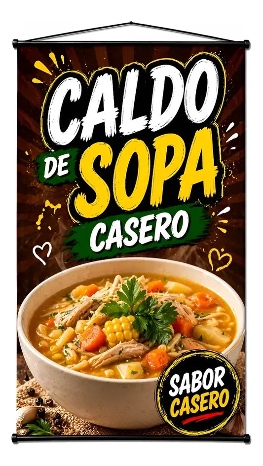 Pendón Colgante Caldo De Sopa Casero (50 x 100)