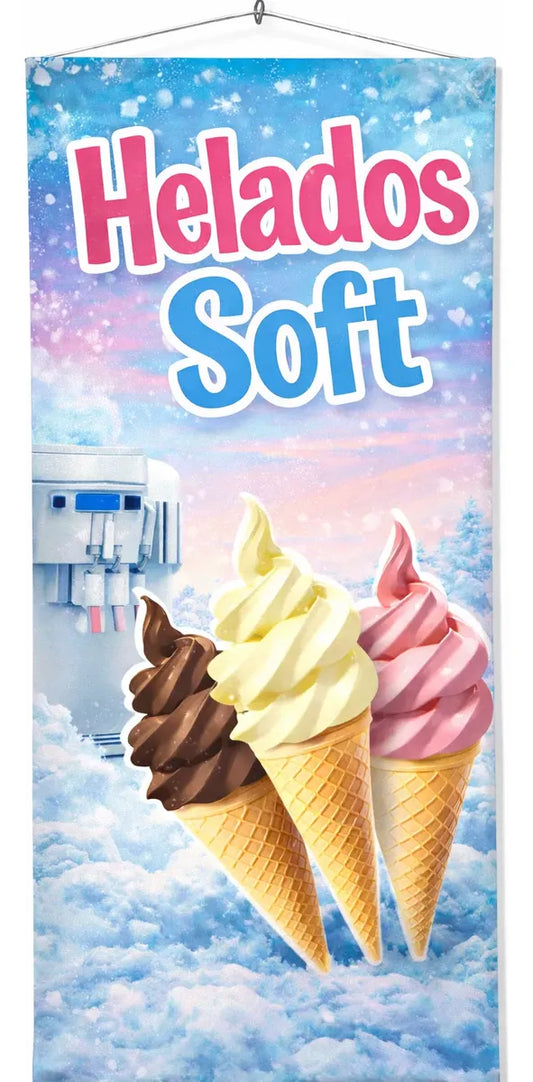 Pendón Colgante Helados Soft  (35 x 70)