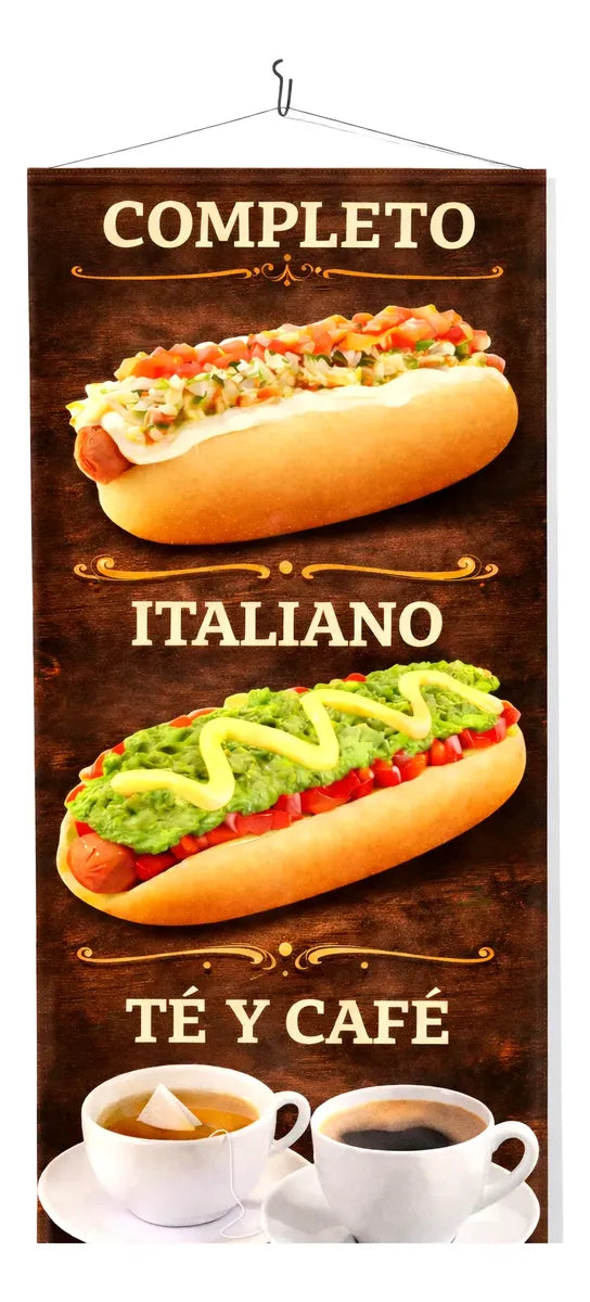 Pendón Colgante De Completo Italiano Té Y Café  (50 x 100)