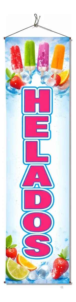 Mini Pendón Colgante De Helados De Paleta  (20 x 100)
