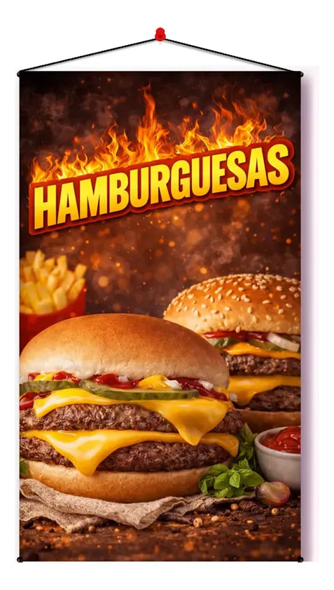 Pendón Colgante Hamburguesas  (50 x 100)