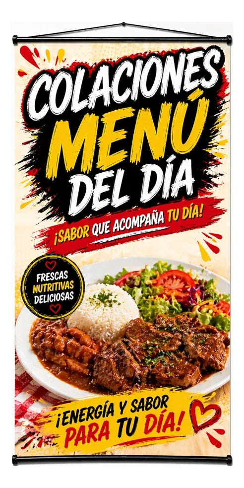 Pendón Colgante Colaciones Menú Del Día (50 x 100)