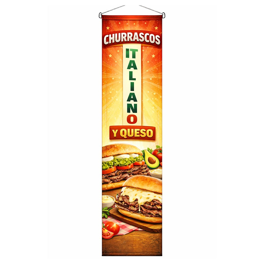 Mini Pendón Colgante Churrascos Italiano Y Queso (20 x 100)