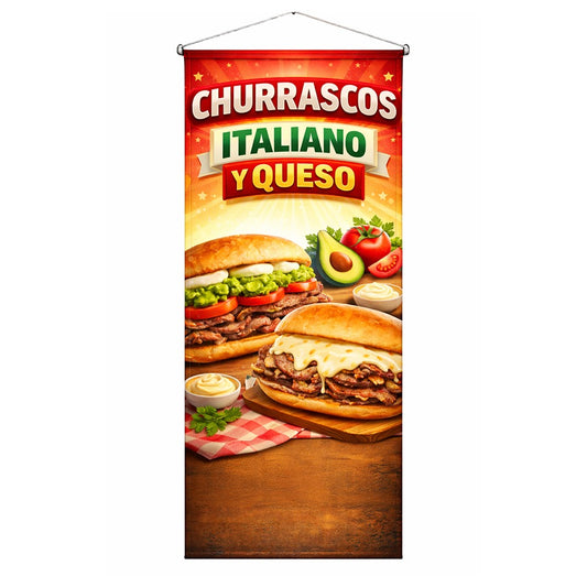 Pendón Colgante Churrascos Italiano Y Queso (50 x 100)