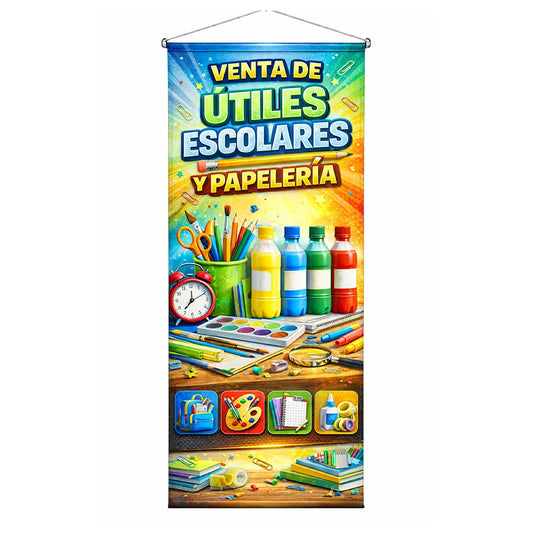 Pendón Colgante Venta Útiles Escolares Y Papelería (50 x 100)